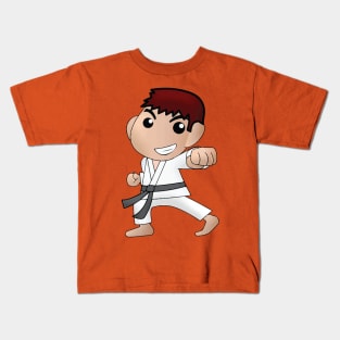 Karate Boy Punch Kawaii Male Anime Cartoon Character Kids T-Shirt